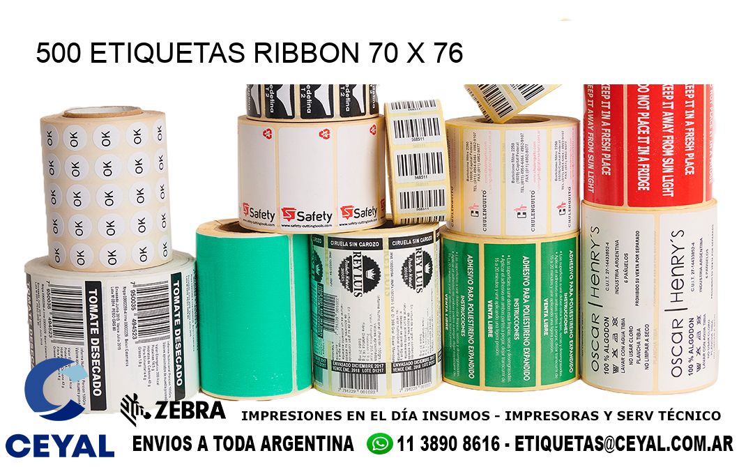 500 ETIQUETAS RIBBON 70 x 76