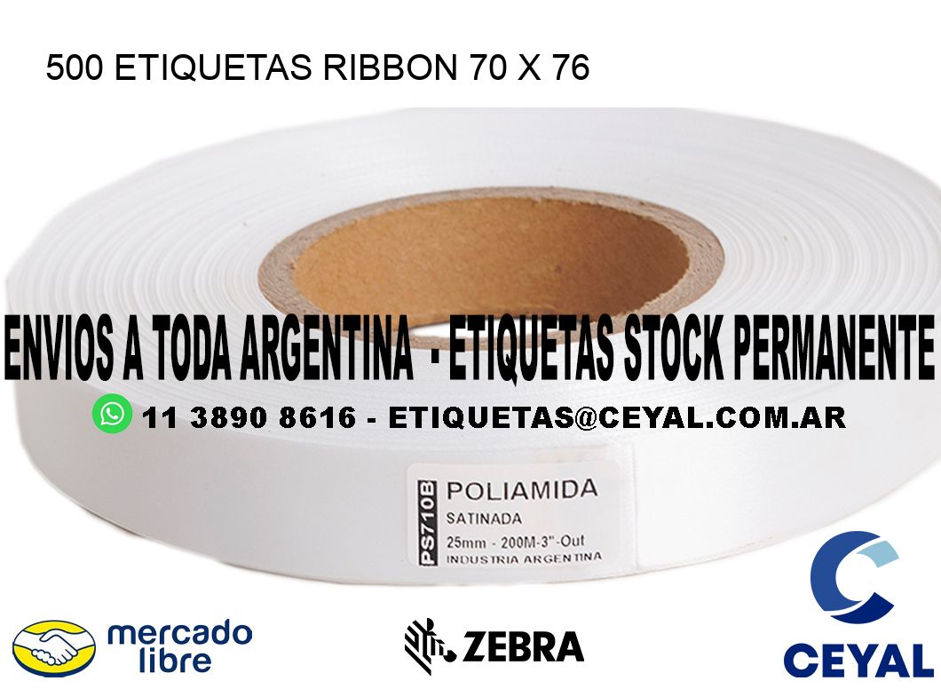 500 ETIQUETAS RIBBON 70 x 76