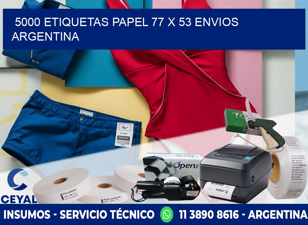 5000 ETIQUETAS PAPEL 77 x 53 ENVIOS ARGENTINA