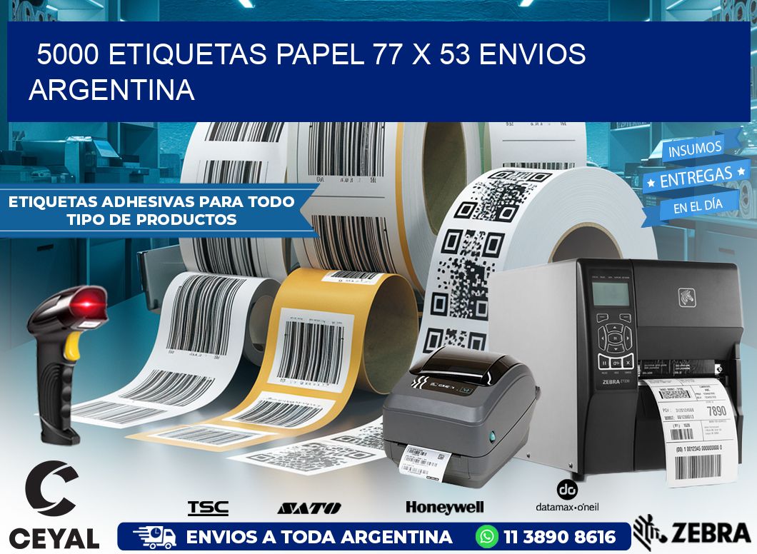 5000 ETIQUETAS PAPEL 77 x 53 ENVIOS ARGENTINA