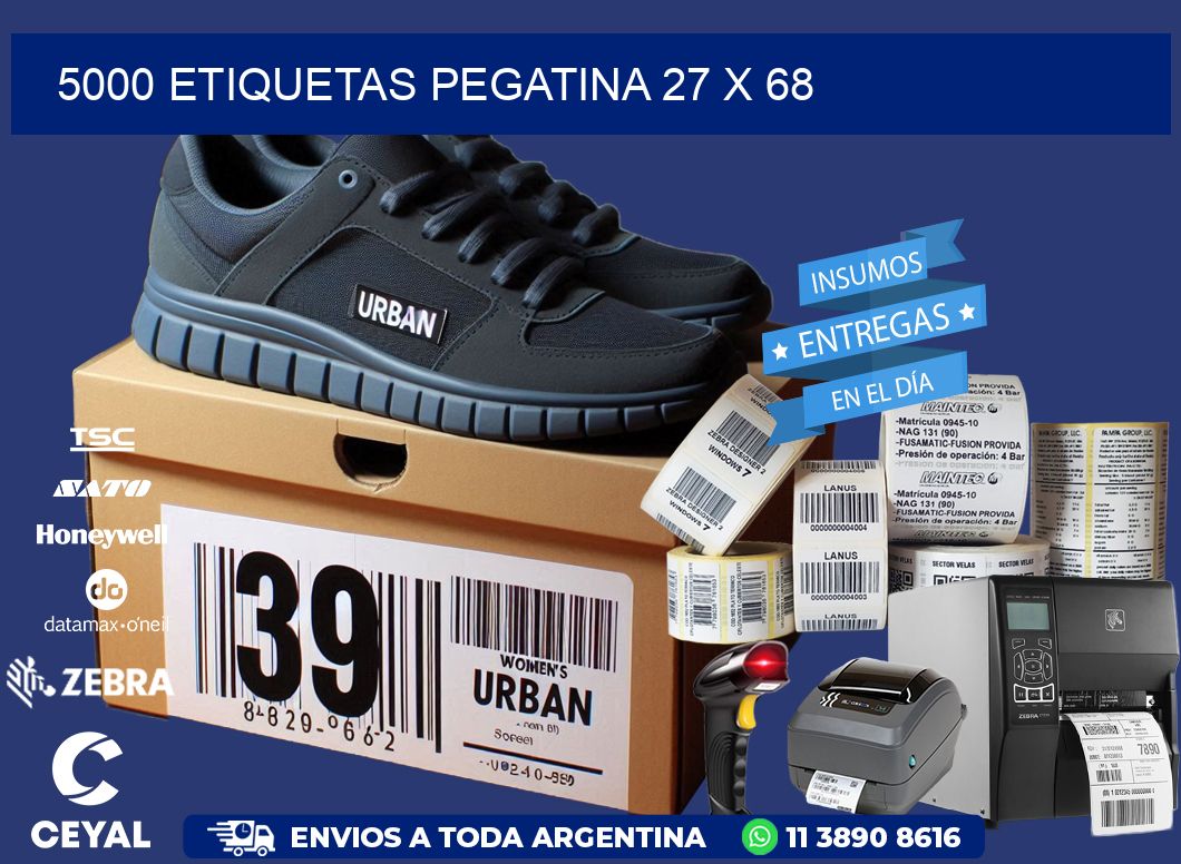 5000 ETIQUETAS PEGATINA 27 x 68