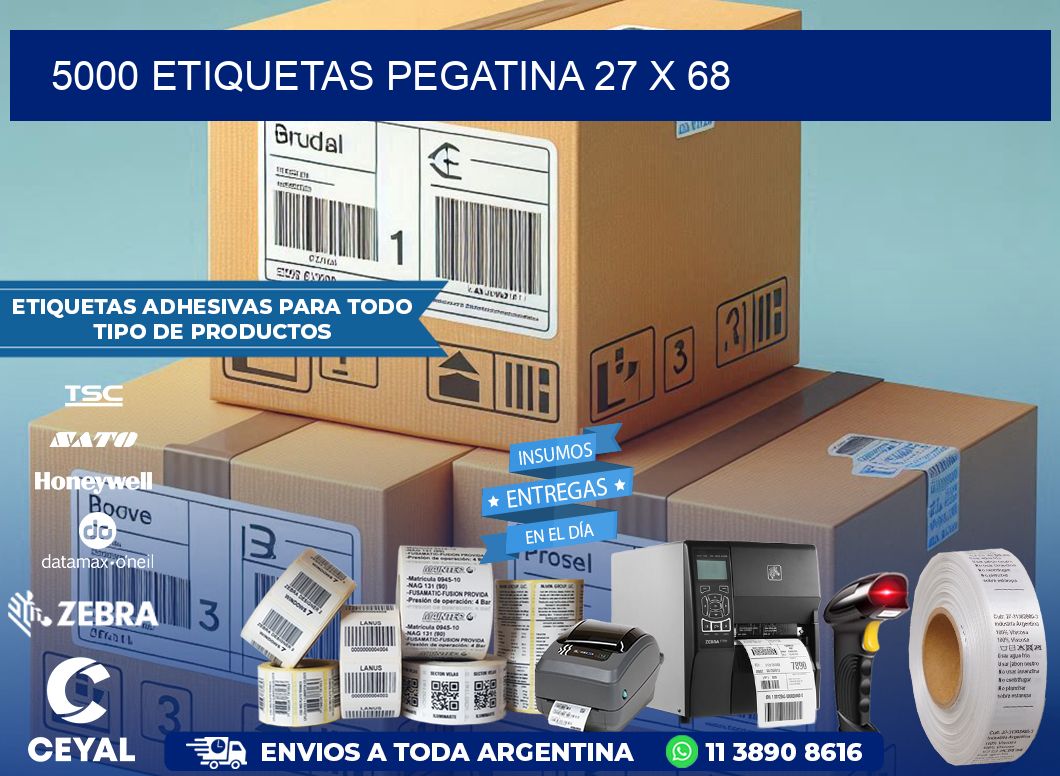 5000 ETIQUETAS PEGATINA 27 x 68