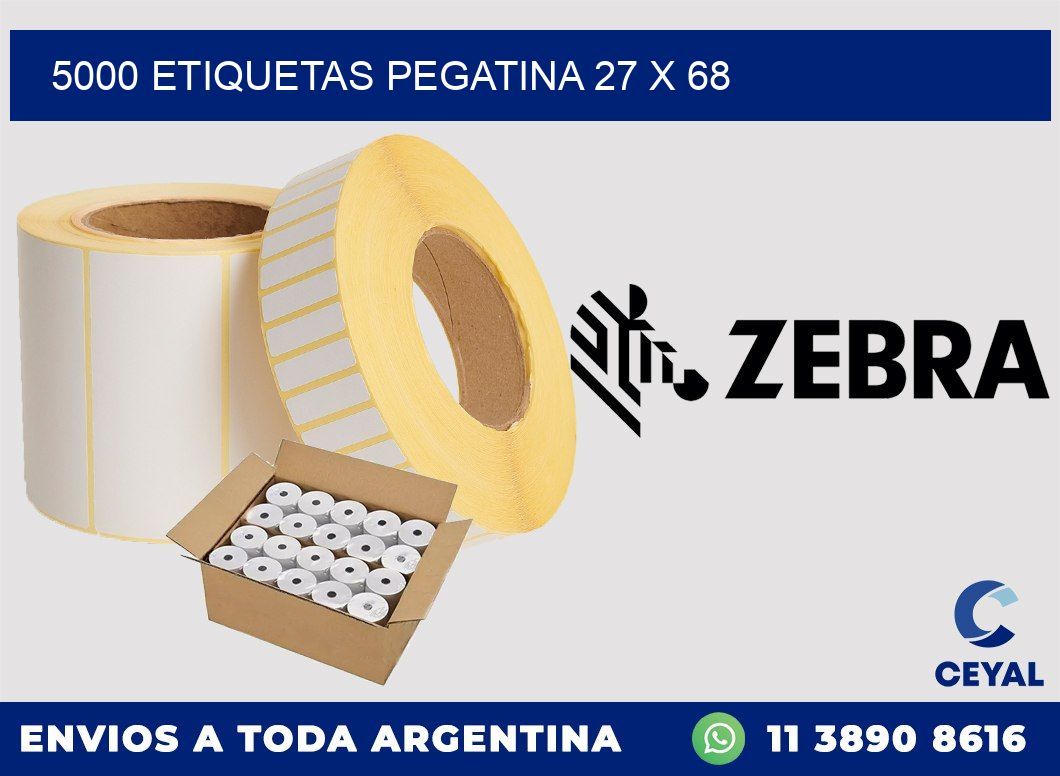 5000 ETIQUETAS PEGATINA 27 x 68