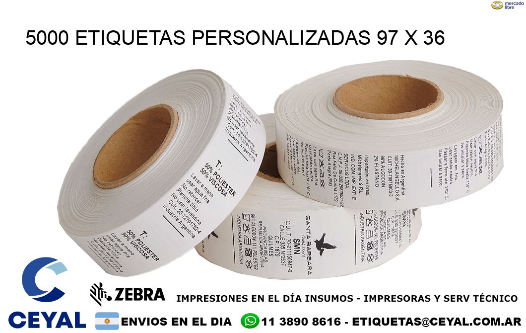 5000 ETIQUETAS PERSONALIZADAS 97 x 36