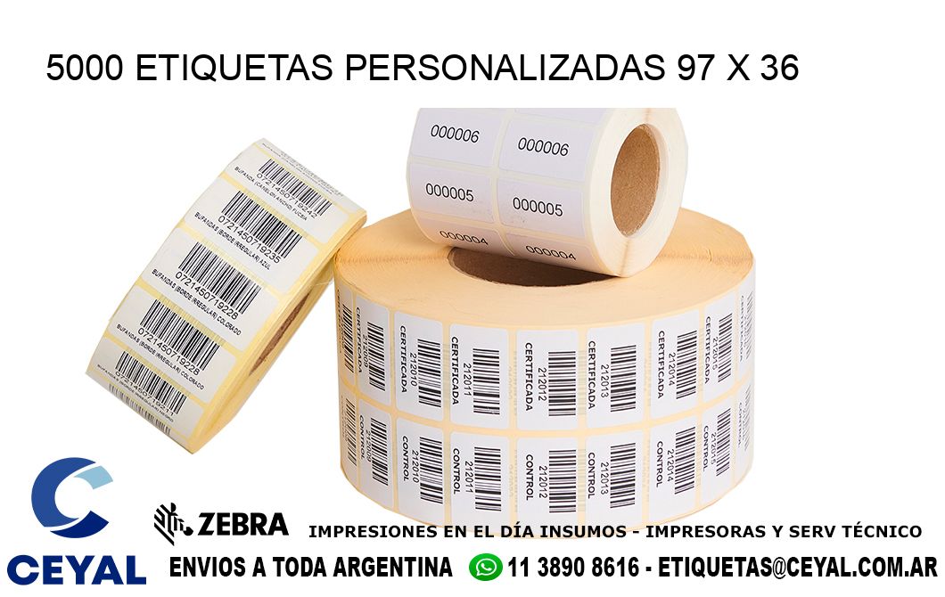 5000 ETIQUETAS PERSONALIZADAS 97 x 36