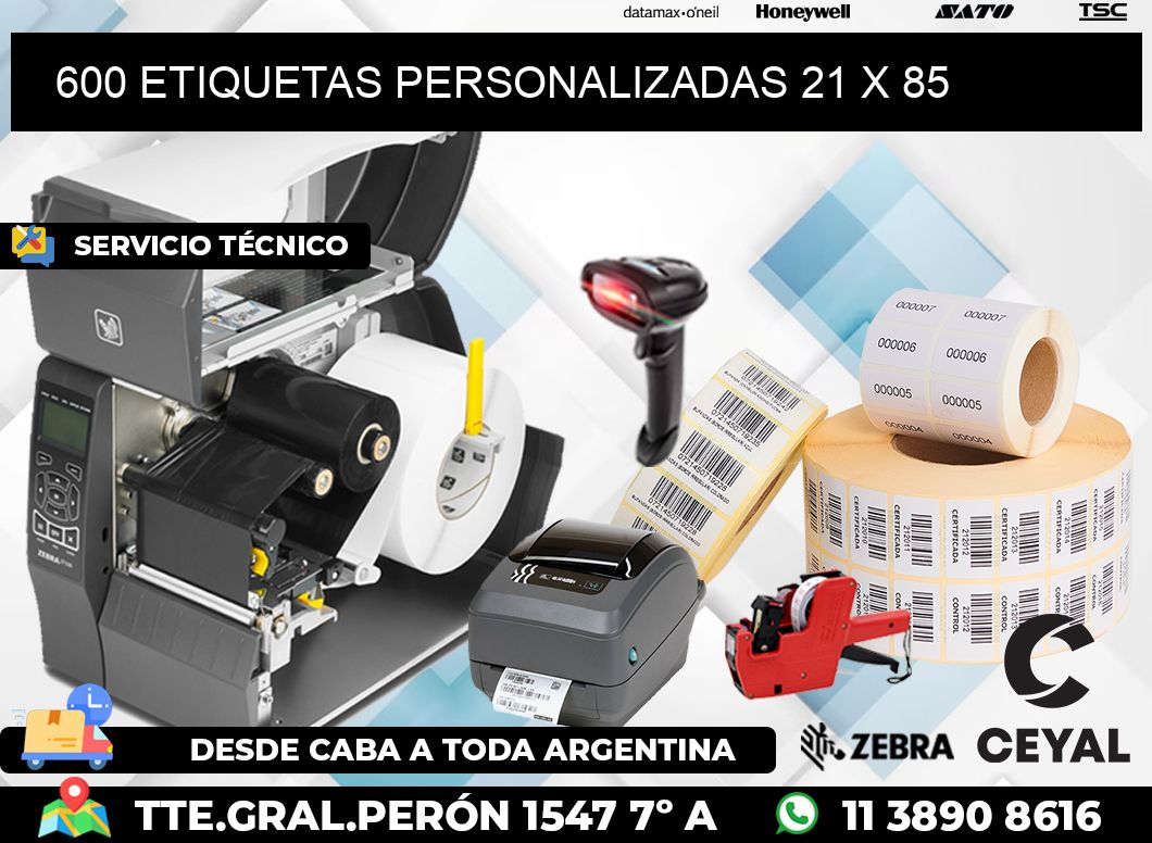 600 ETIQUETAS PERSONALIZADAS 21 x 85