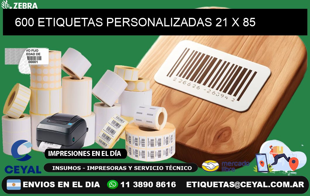 600 ETIQUETAS PERSONALIZADAS 21 x 85