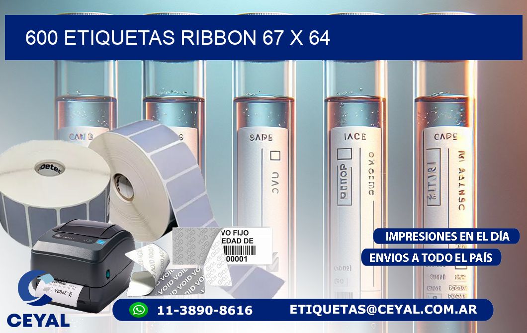 600 ETIQUETAS RIBBON 67 x 64