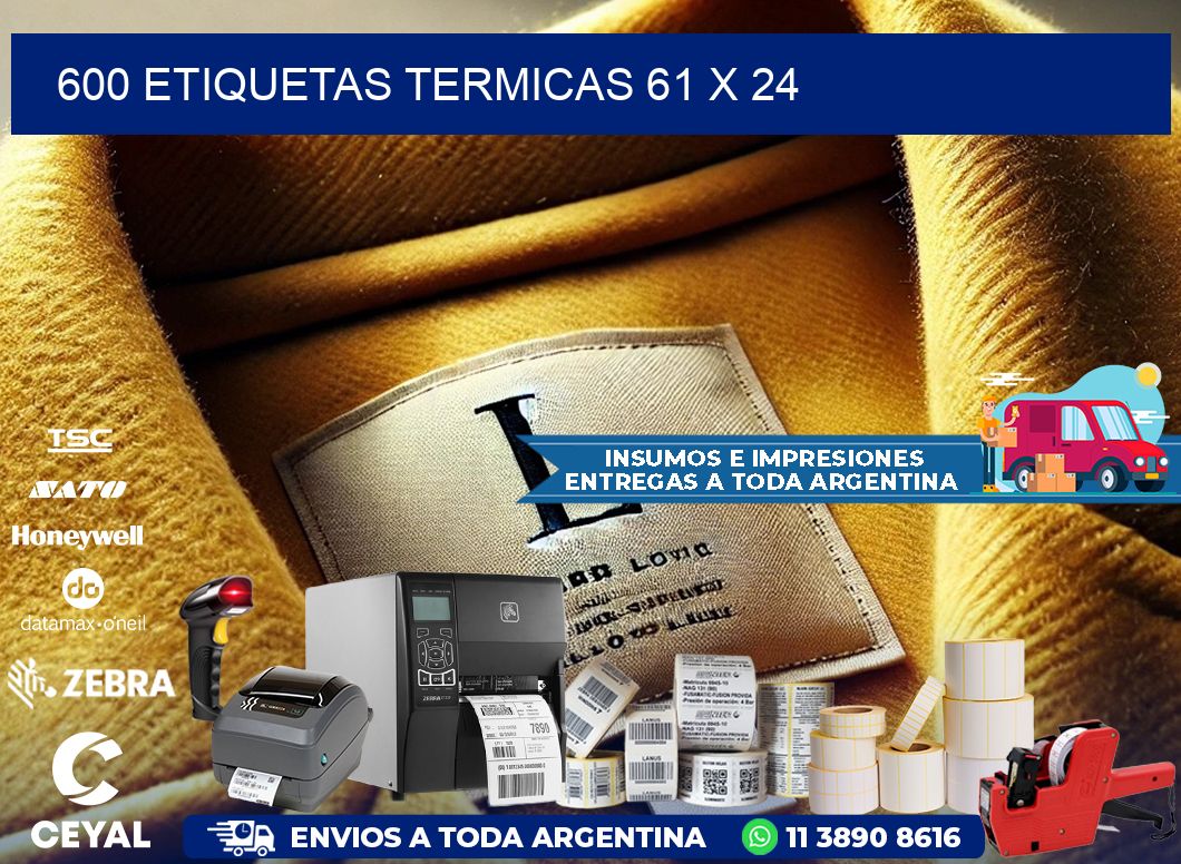 600 ETIQUETAS TERMICAS 61 x 24