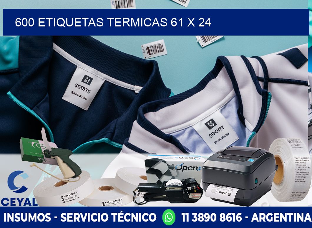 600 ETIQUETAS TERMICAS 61 x 24