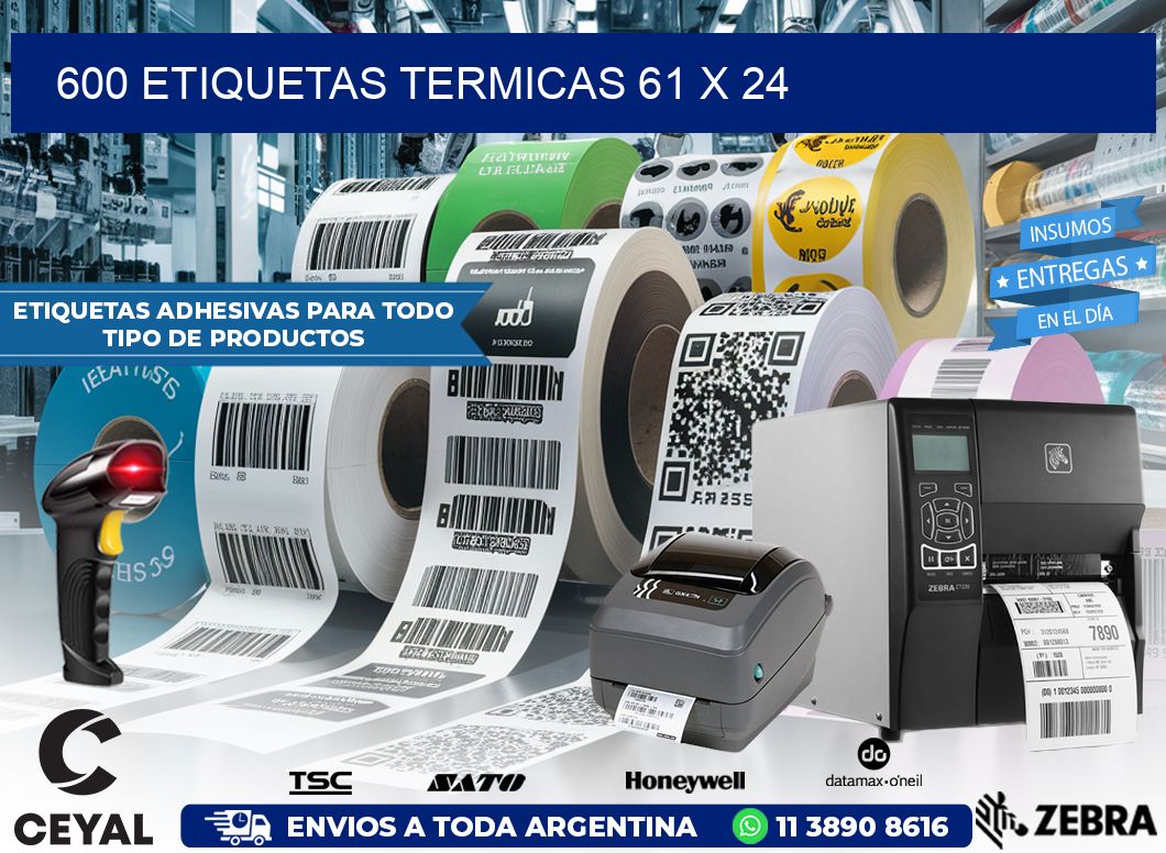 600 ETIQUETAS TERMICAS 61 x 24