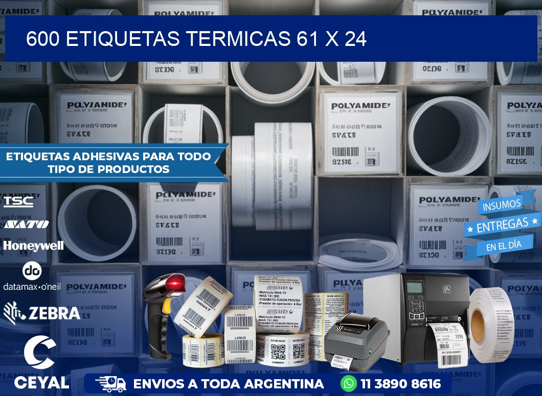 600 ETIQUETAS TERMICAS 61 x 24