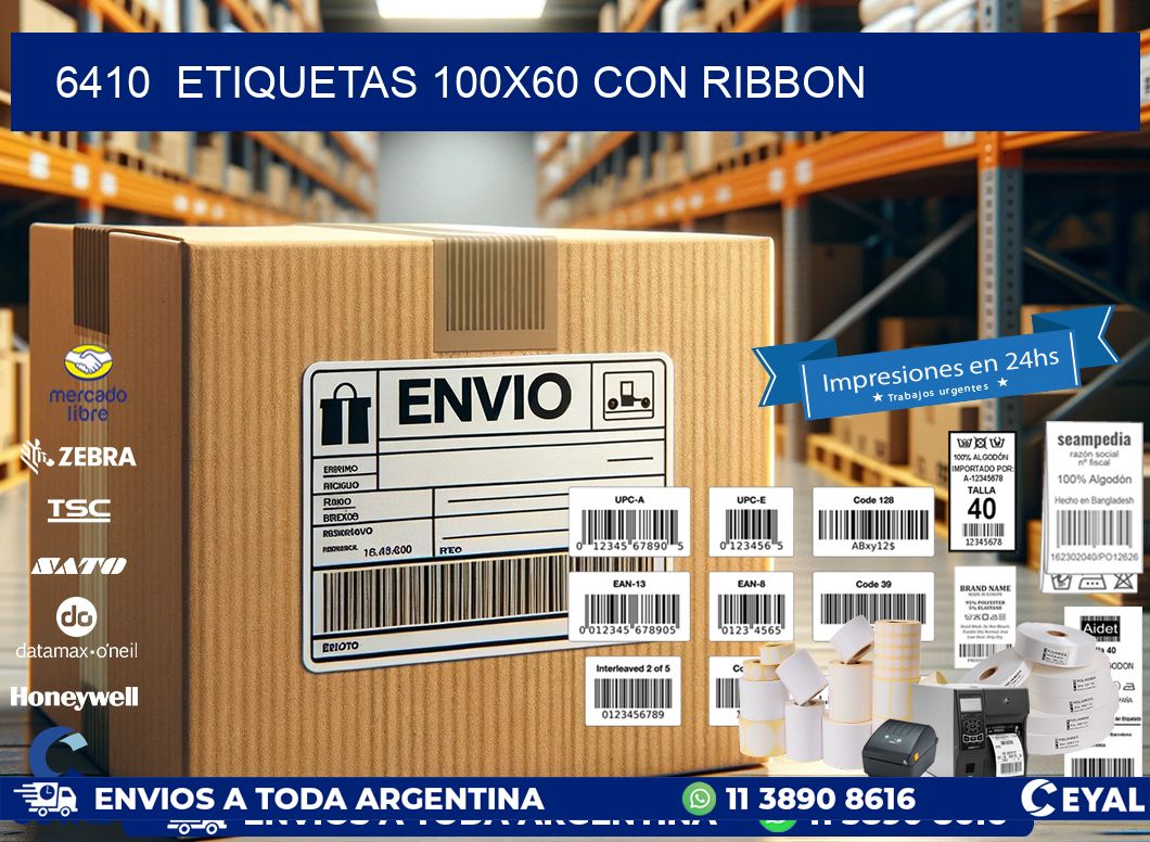 6410  ETIQUETAS 100X60 CON RIBBON