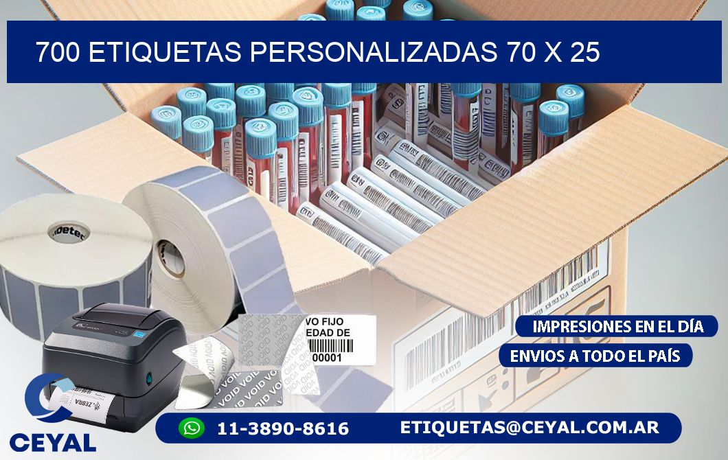 700 ETIQUETAS PERSONALIZADAS 70 x 25