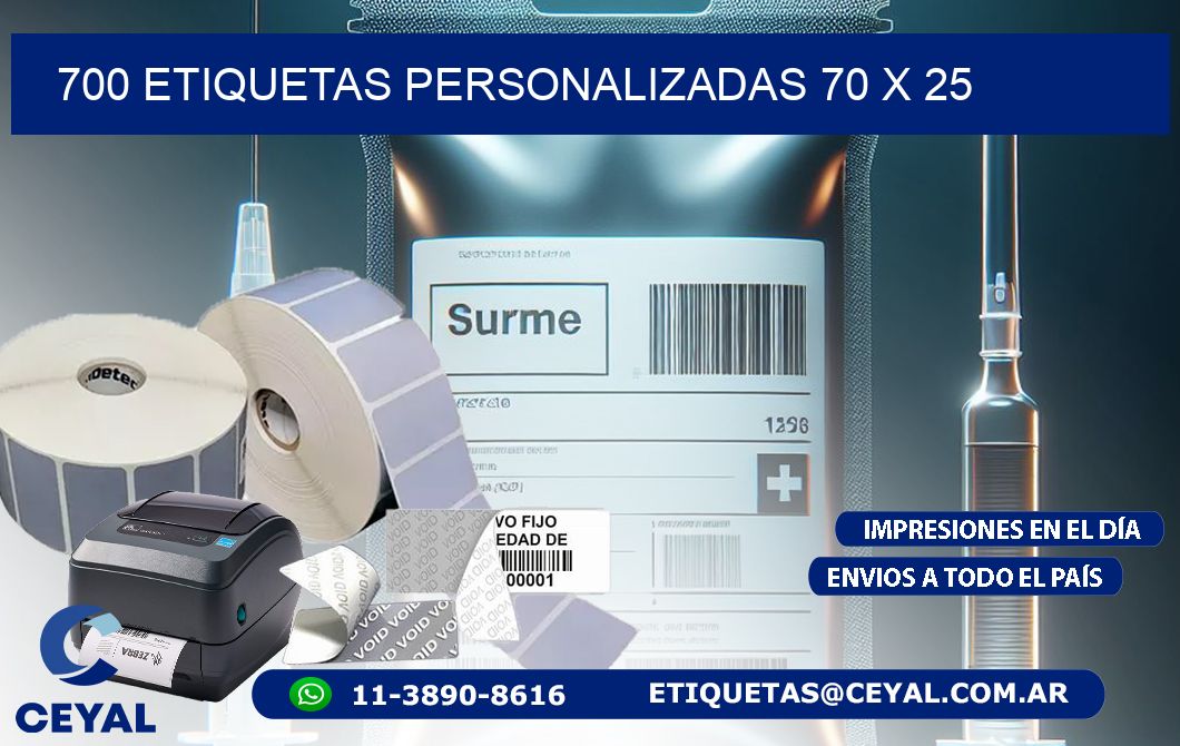 700 ETIQUETAS PERSONALIZADAS 70 x 25