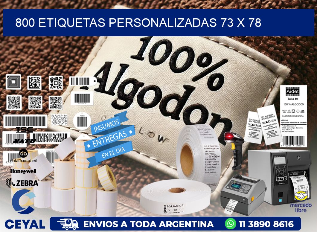 800 ETIQUETAS PERSONALIZADAS 73 x 78