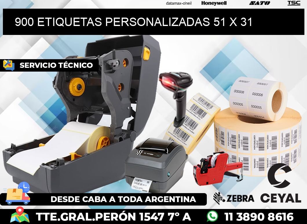 900 ETIQUETAS PERSONALIZADAS 51 x 31