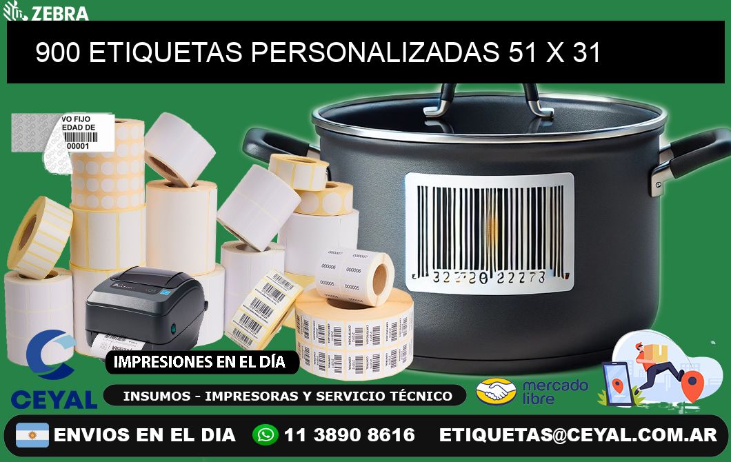 900 ETIQUETAS PERSONALIZADAS 51 x 31