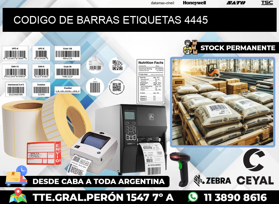 CODIGO DE BARRAS ETIQUETAS 4445
