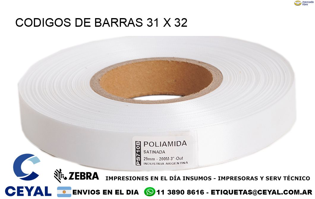 CODIGOS DE BARRAS 31 x 32