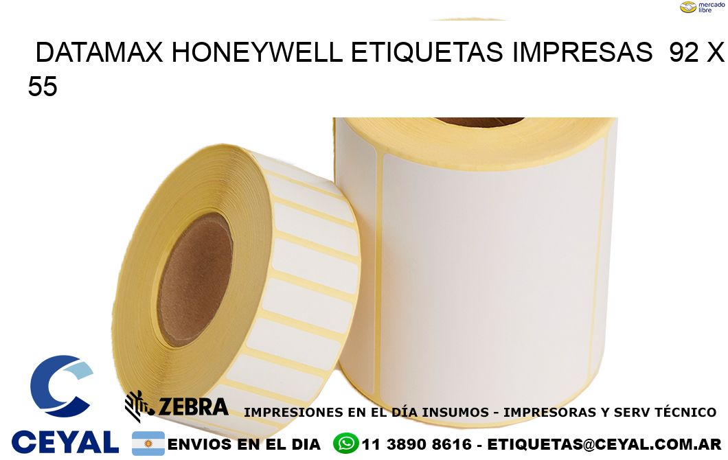 DATAMAX HONEYWELL ETIQUETAS IMPRESAS  92 x 55