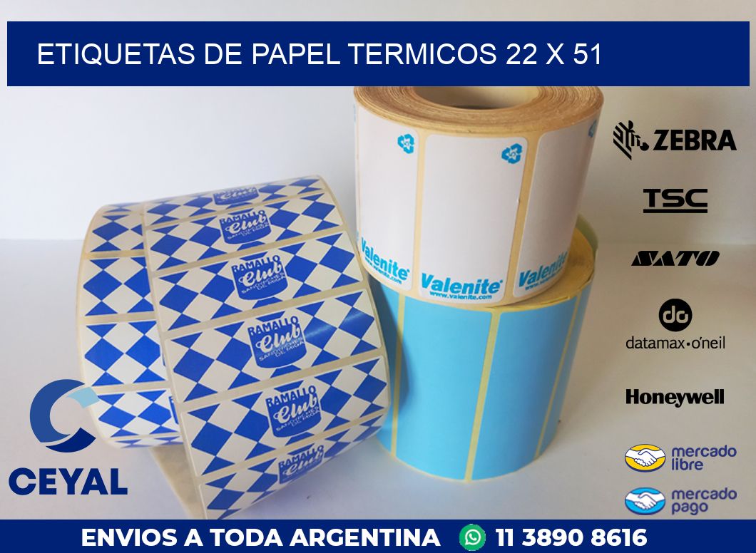 ETIQUETAS DE PAPEL TERMICOS 22 x 51