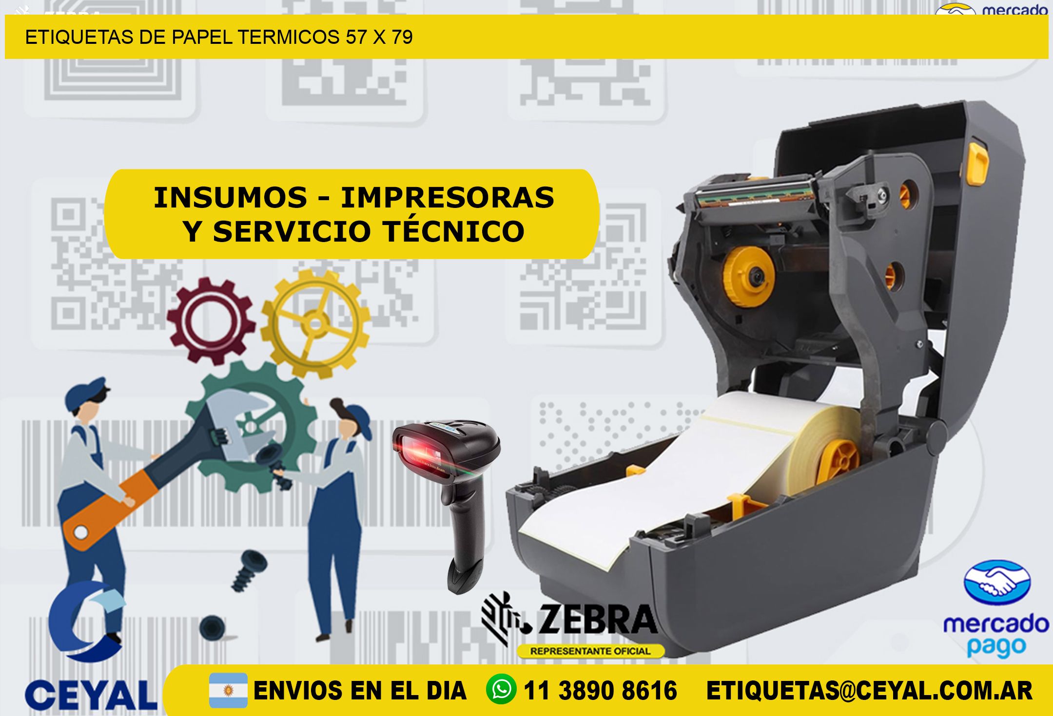 ETIQUETAS DE PAPEL TERMICOS 57 x 79