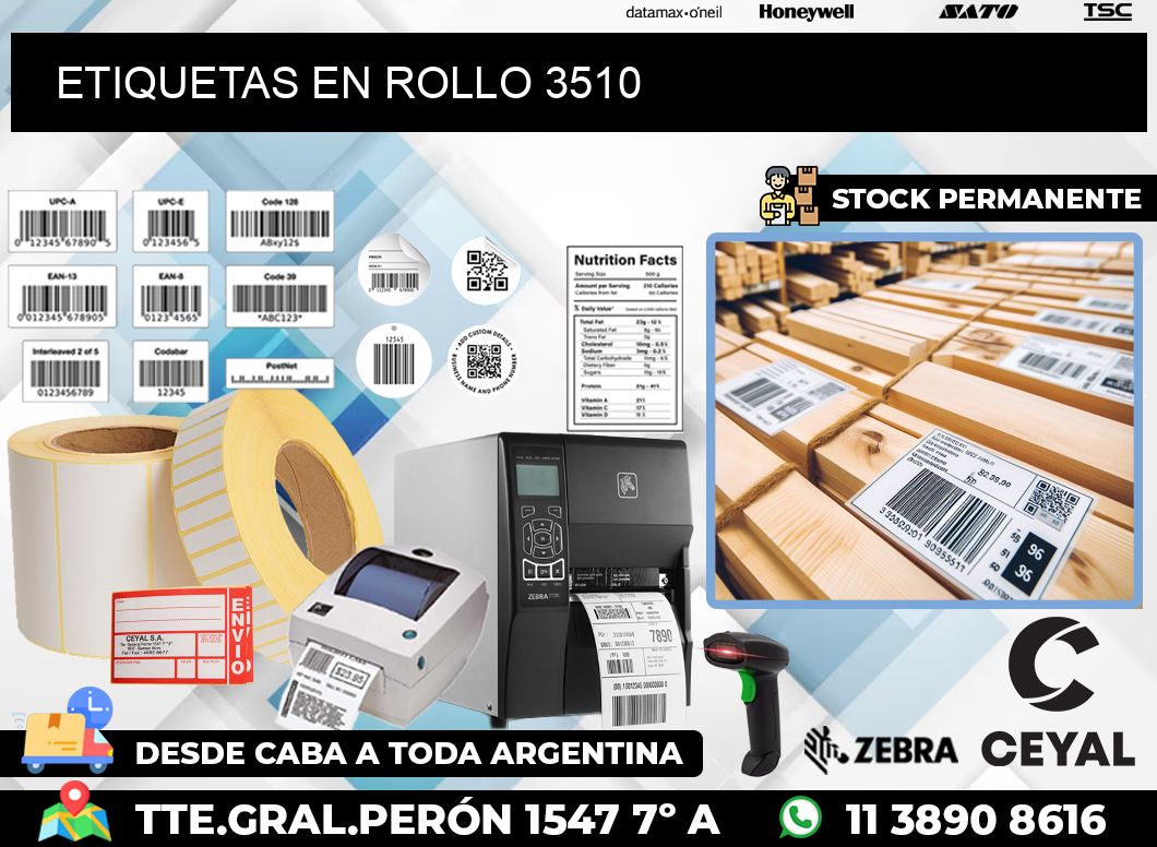 ETIQUETAS EN ROLLO 3510