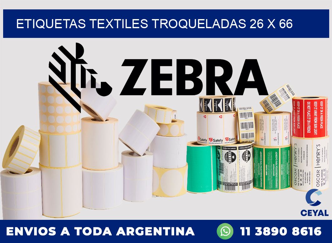 ETIQUETAS TEXTILES TROQUELADAS 26 x 66