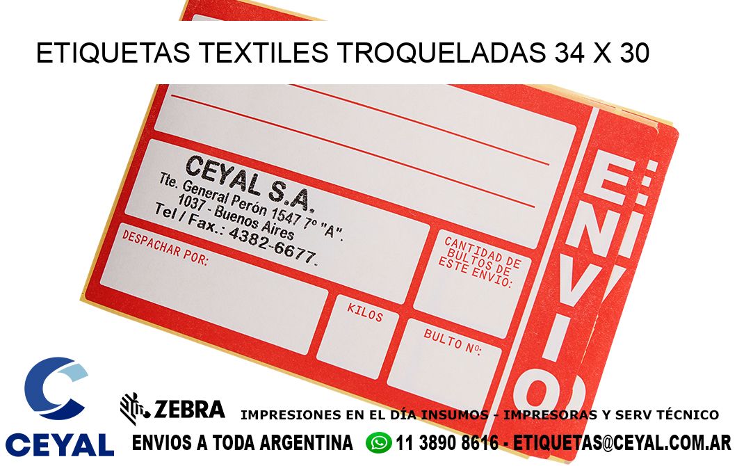ETIQUETAS TEXTILES TROQUELADAS 34 x 30