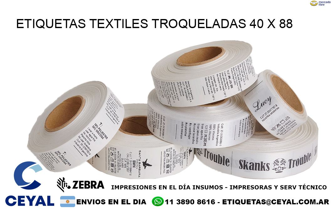 ETIQUETAS TEXTILES TROQUELADAS 40 x 88