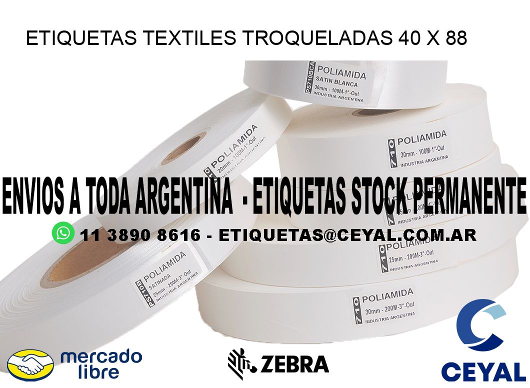 ETIQUETAS TEXTILES TROQUELADAS 40 x 88