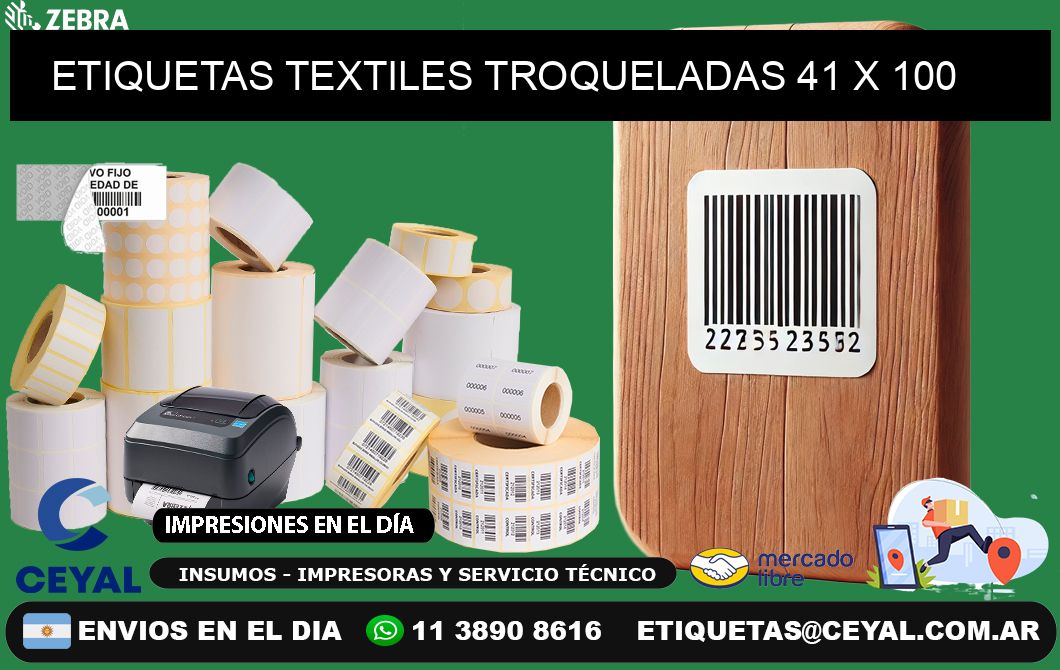 ETIQUETAS TEXTILES TROQUELADAS 41 x 100