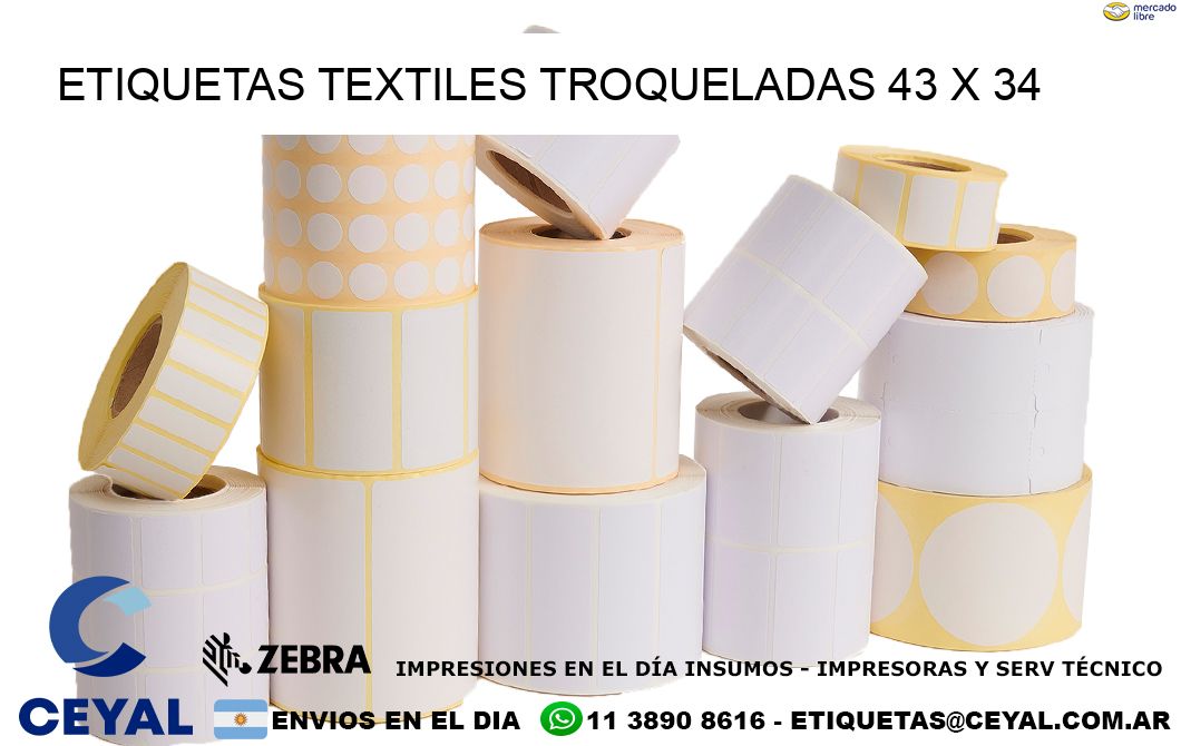 ETIQUETAS TEXTILES TROQUELADAS 43 x 34