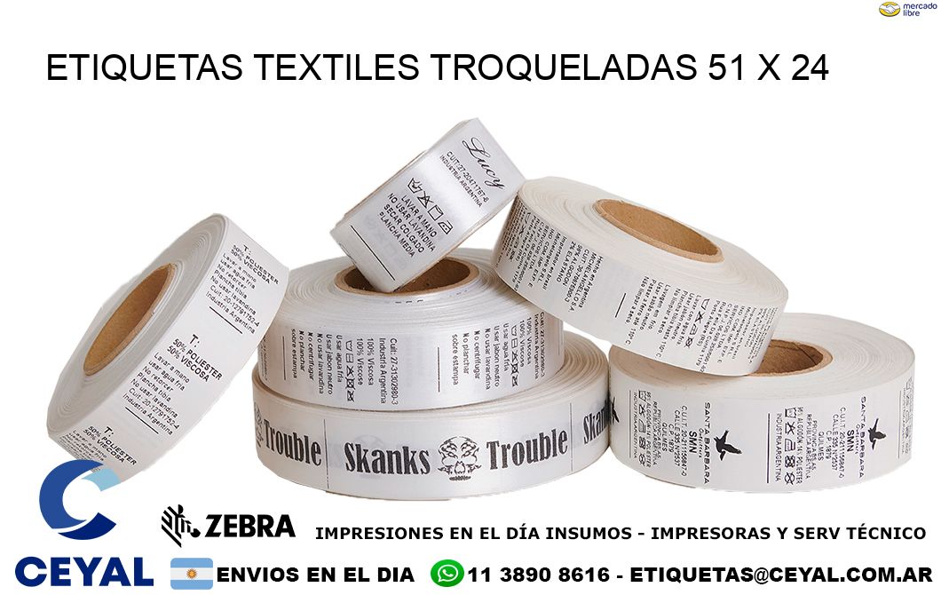 ETIQUETAS TEXTILES TROQUELADAS 51 x 24