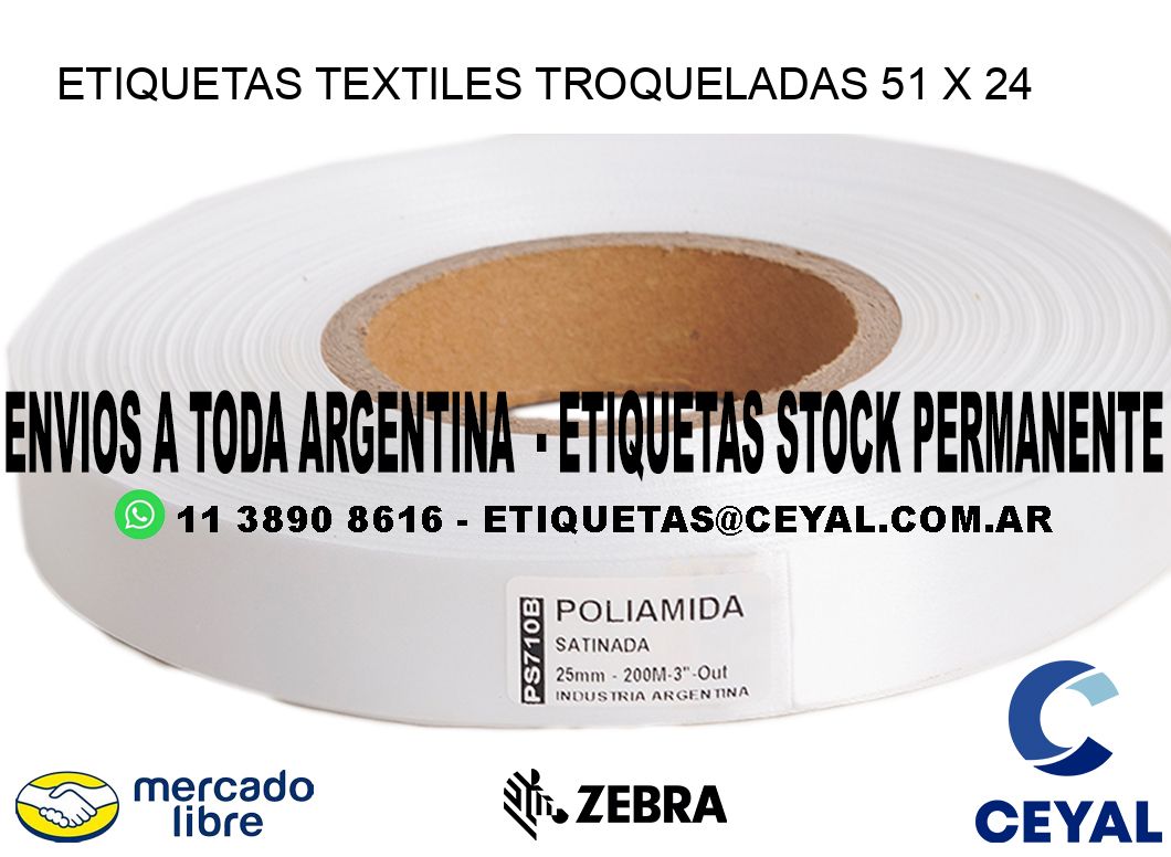 ETIQUETAS TEXTILES TROQUELADAS 51 x 24