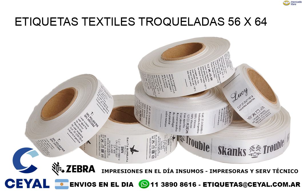 ETIQUETAS TEXTILES TROQUELADAS 56 x 64