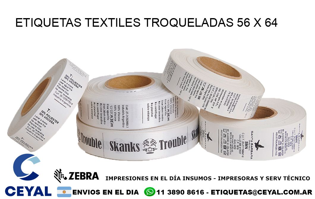 ETIQUETAS TEXTILES TROQUELADAS 56 x 64