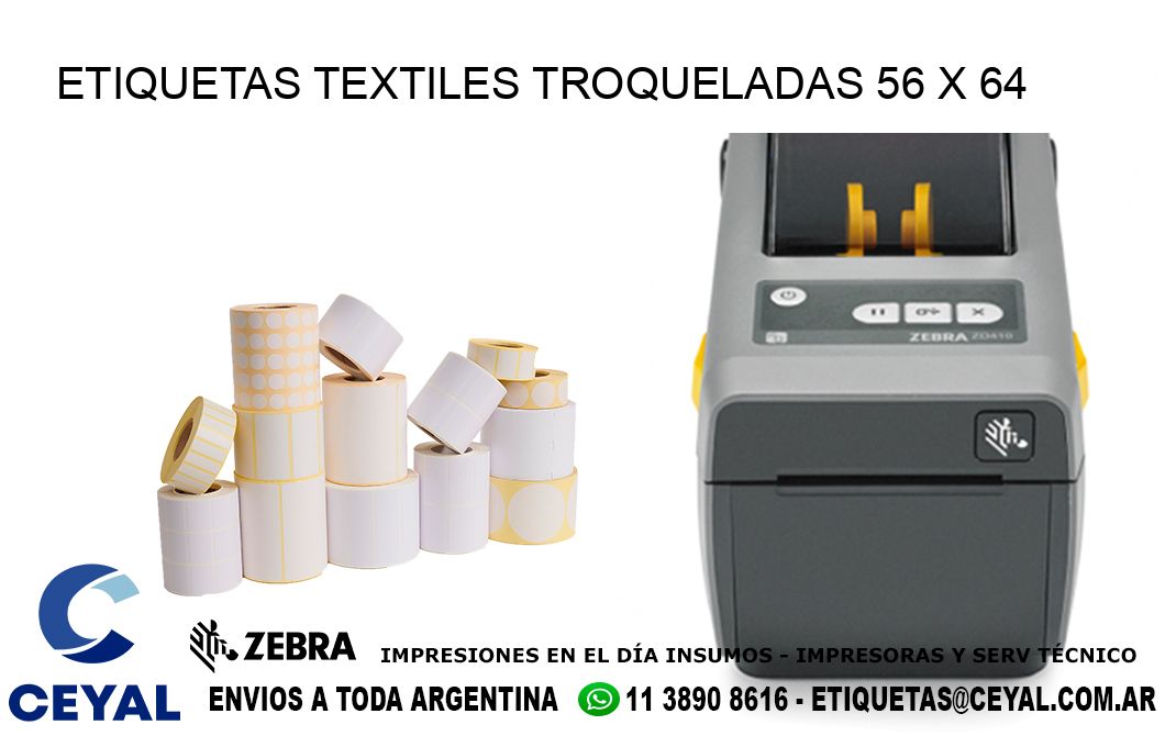 ETIQUETAS TEXTILES TROQUELADAS 56 x 64