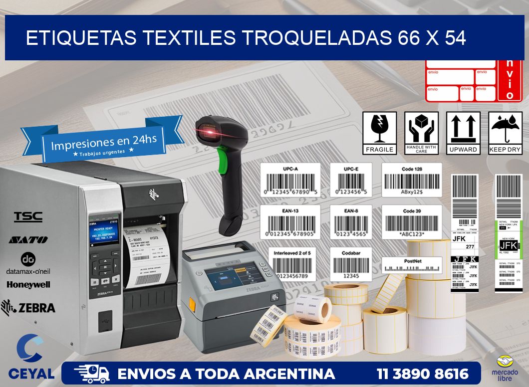 ETIQUETAS TEXTILES TROQUELADAS 66 x 54