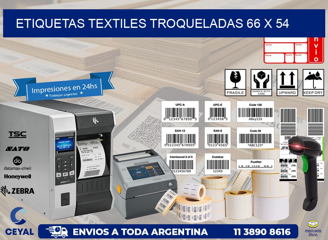 ETIQUETAS TEXTILES TROQUELADAS 66 x 54