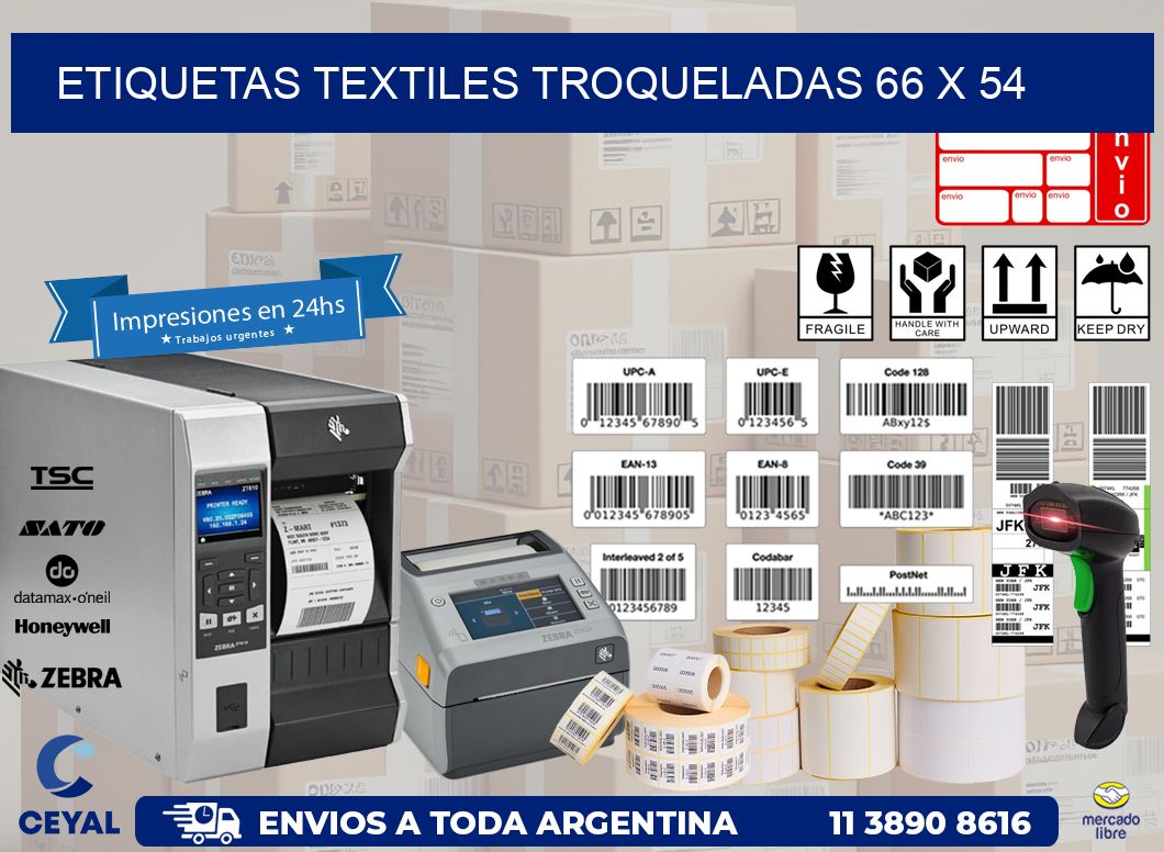 ETIQUETAS TEXTILES TROQUELADAS 66 x 54