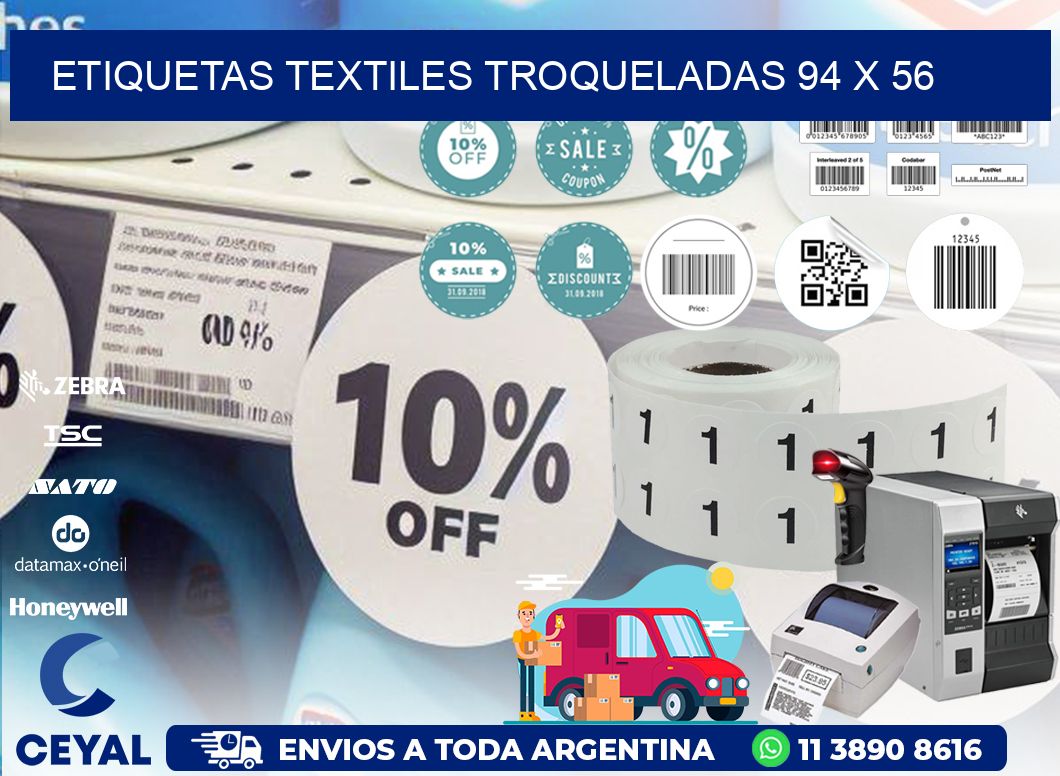 ETIQUETAS TEXTILES TROQUELADAS 94 x 56