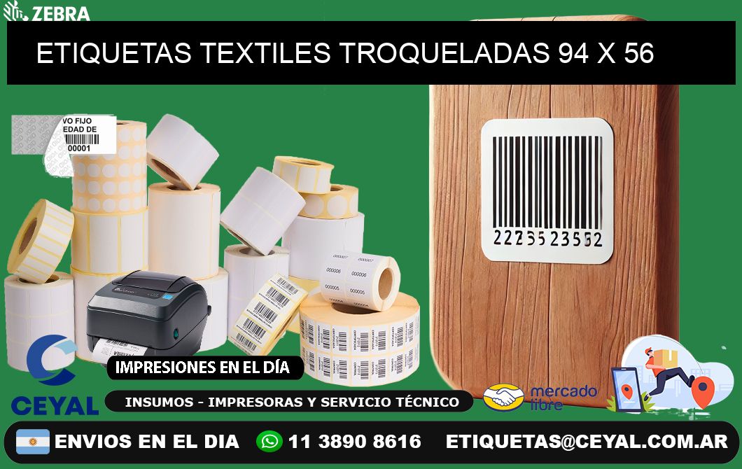 ETIQUETAS TEXTILES TROQUELADAS 94 x 56