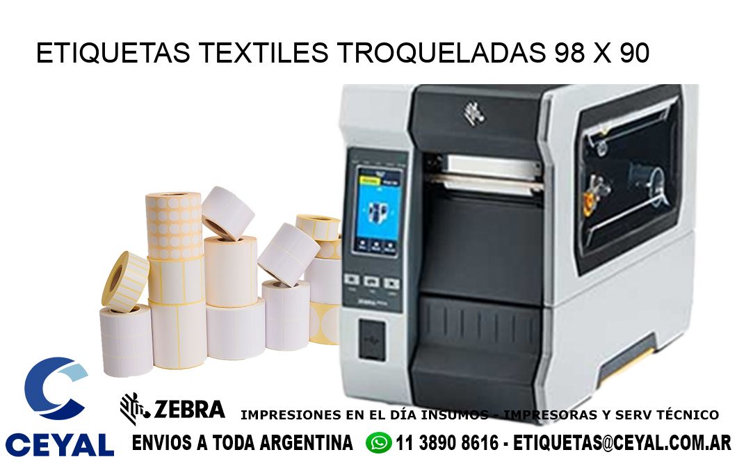 ETIQUETAS TEXTILES TROQUELADAS 98 x 90