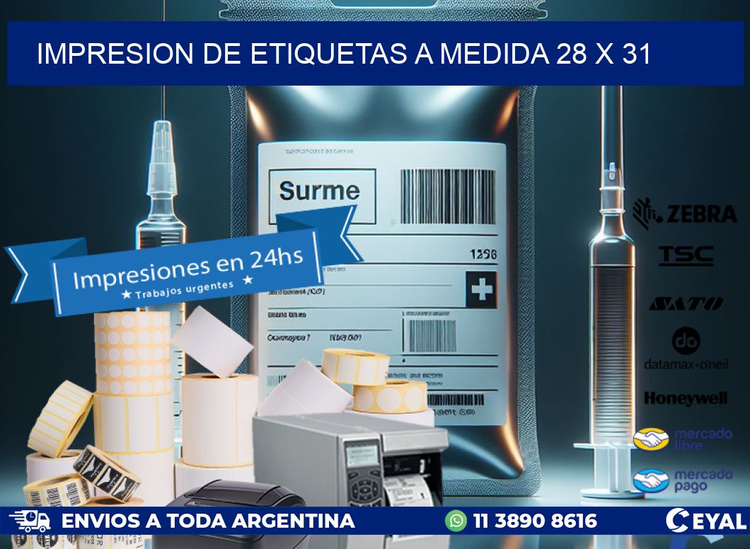 IMPRESION DE ETIQUETAS A MEDIDA 28 x 31