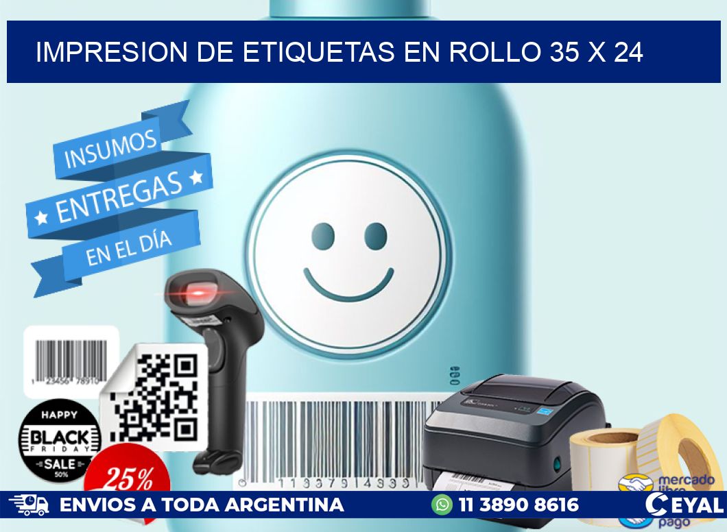 IMPRESION DE ETIQUETAS EN ROLLO 35 x 24