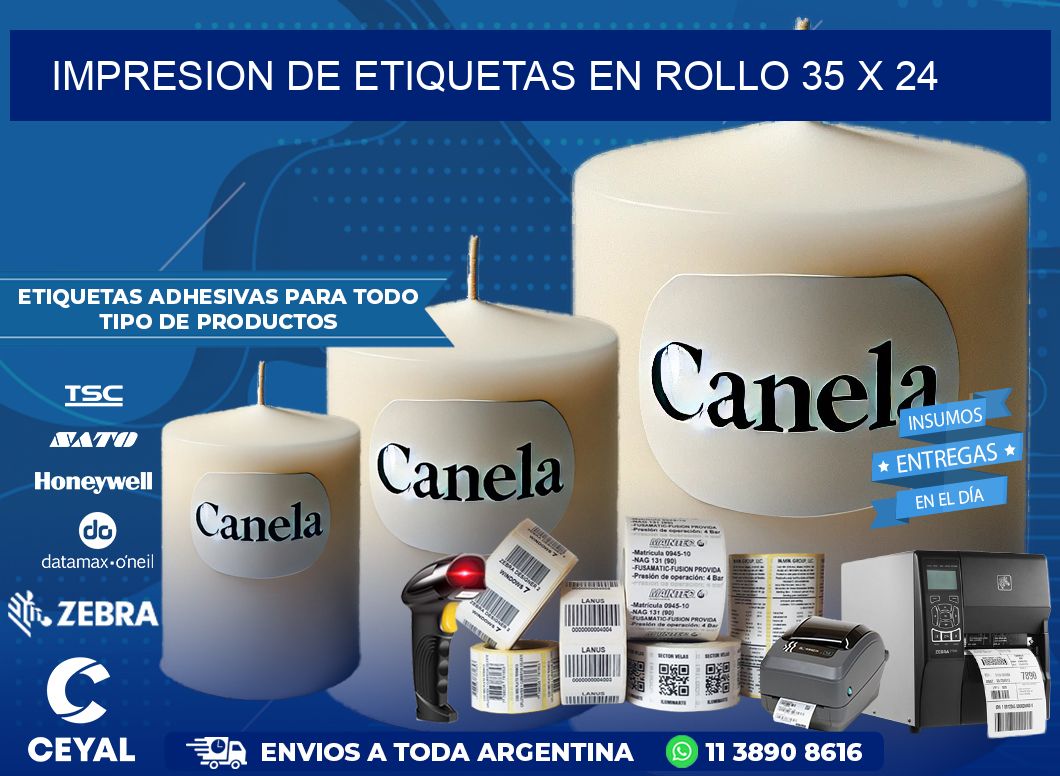 IMPRESION DE ETIQUETAS EN ROLLO 35 x 24