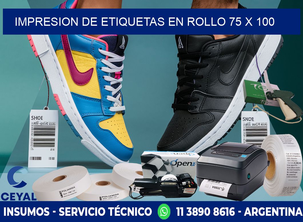 IMPRESION DE ETIQUETAS EN ROLLO 75 x 100