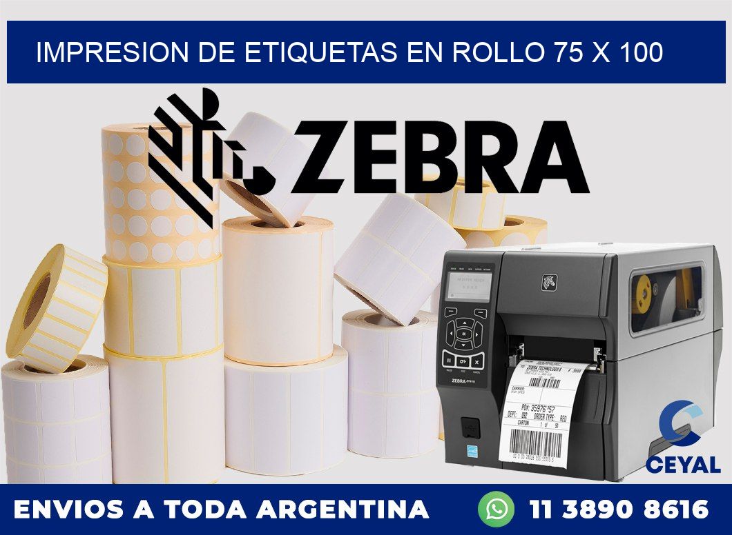 IMPRESION DE ETIQUETAS EN ROLLO 75 x 100